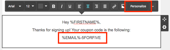 Urgency Coupons for Mailing Lists - Customizing the ActiveCampaign email screen