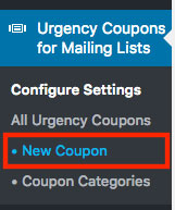 Urgency Coupons in the WordPress Dashboard