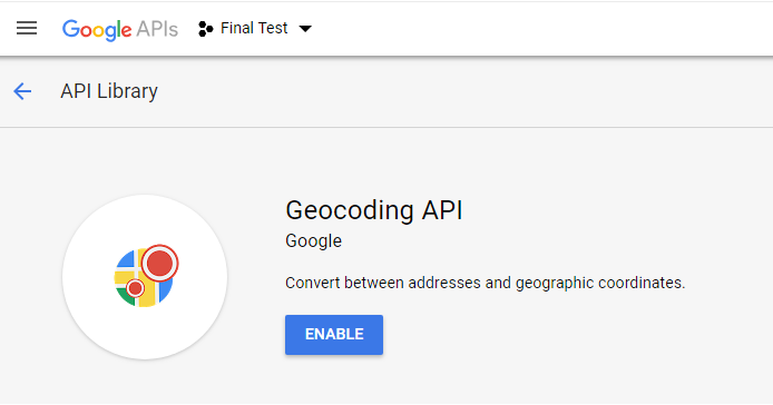 Google Maps Cloud Platform Enable Geocoding API Screen