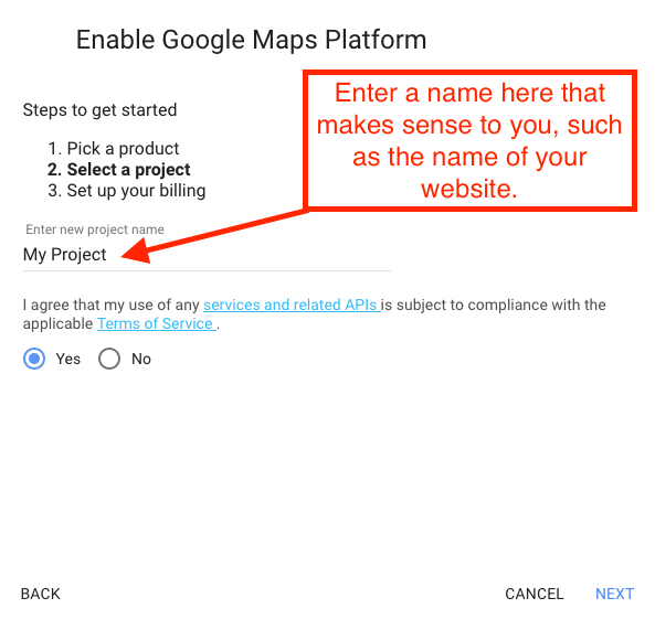 Google Maps - Enable Platform Screen